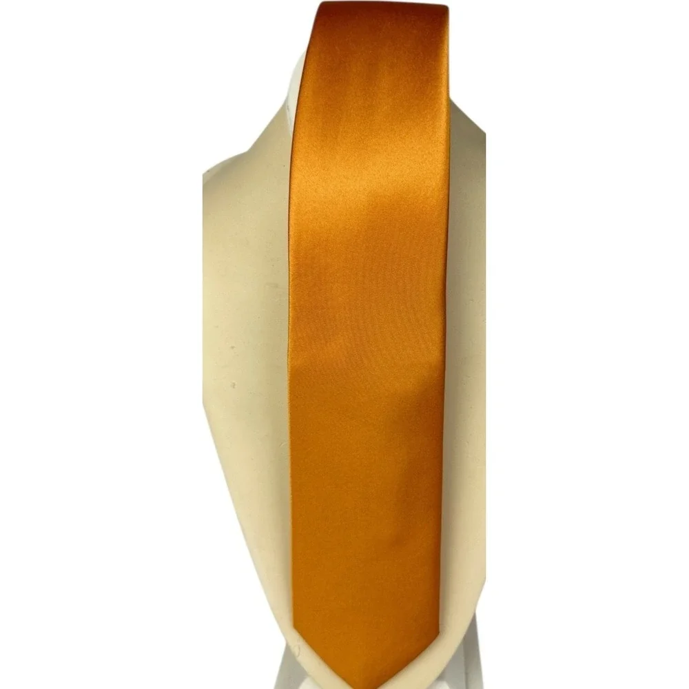 Romario Manzini Collection Gold Colored Solid Tie Necktie 56.75